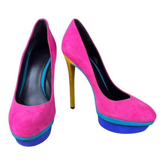 Brian Atwood Colorblock Platform Stiletto Heels Size 8 - Picture 1 of 10